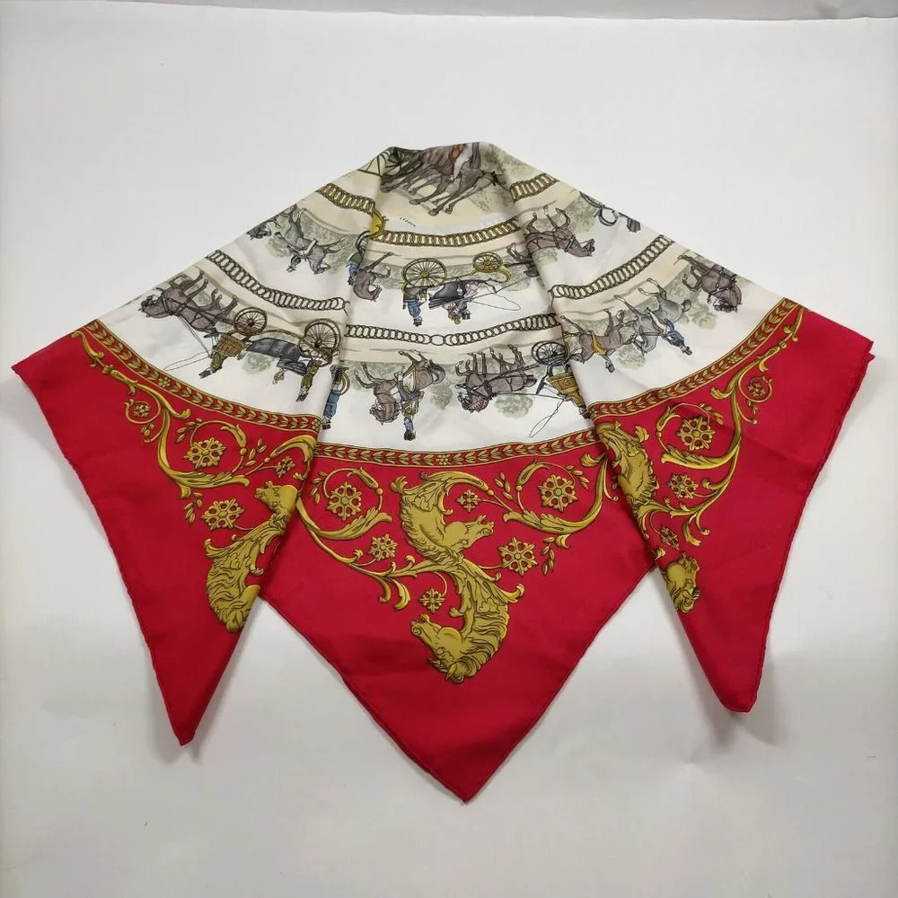 Hermes scarf Carre 90 Reds Silk100% Ledoux - Picture 4 of 11